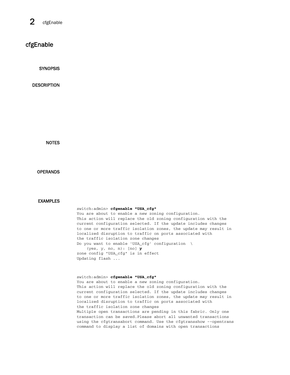 Cfgenable | Brocade Fabric OS Command Reference (Supporting Fabric OS v7.3.0) User Manual | Page 136 / 1274