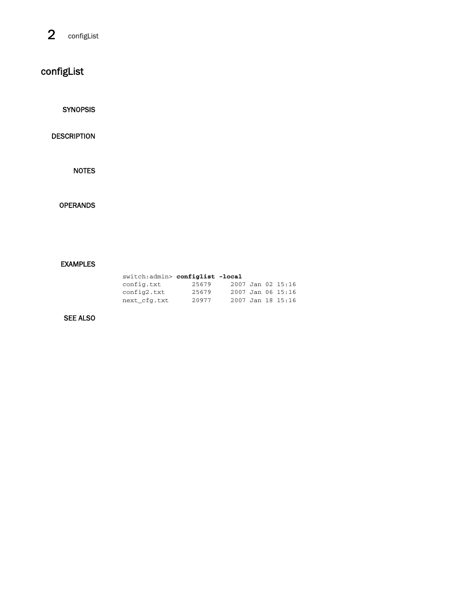 Configlist | Brocade Fabric OS Command Reference (Supporting Fabric OS v7.3.0) User Manual | Page 176 / 1274