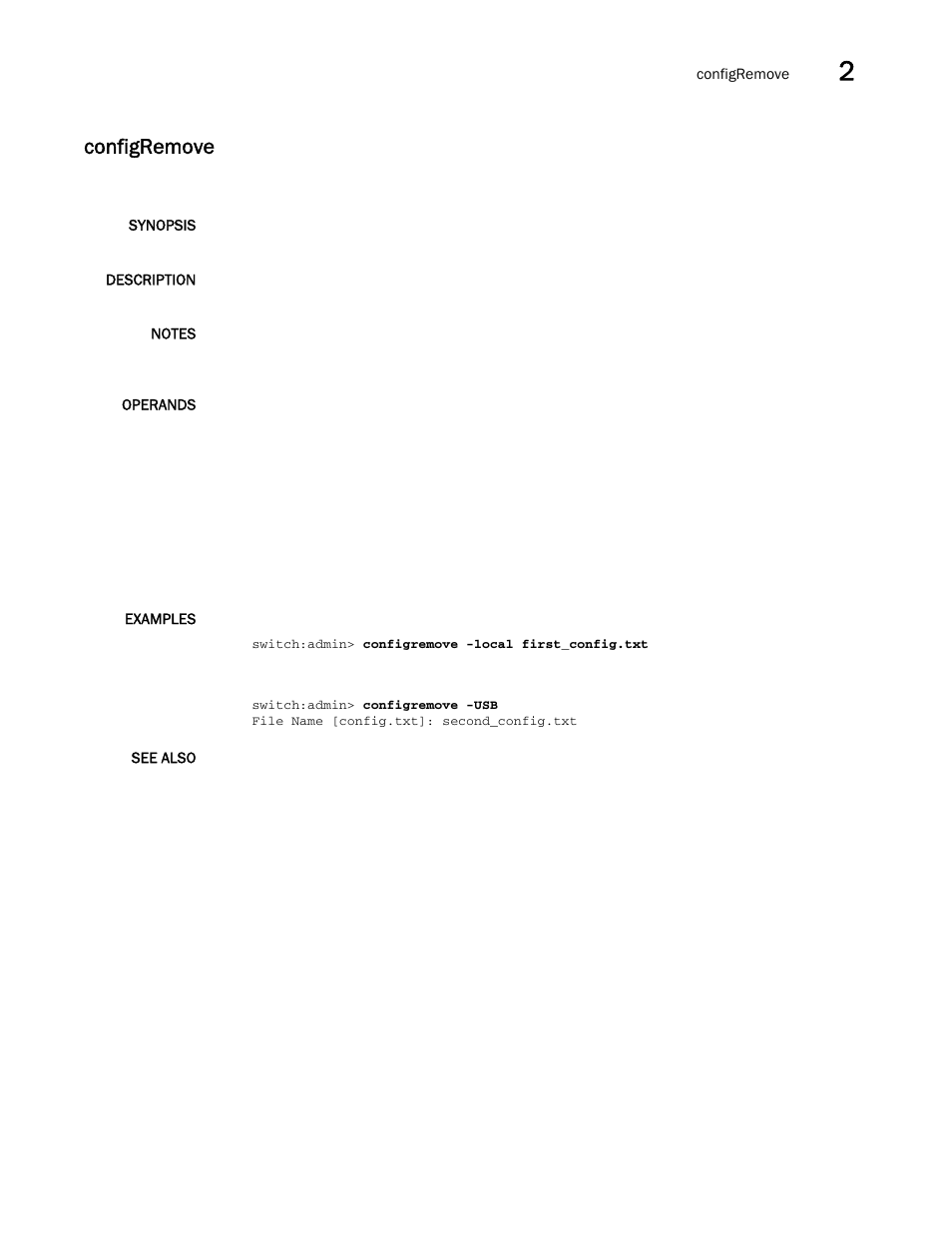 Configremove | Brocade Fabric OS Command Reference (Supporting Fabric OS v7.3.0) User Manual | Page 177 / 1274
