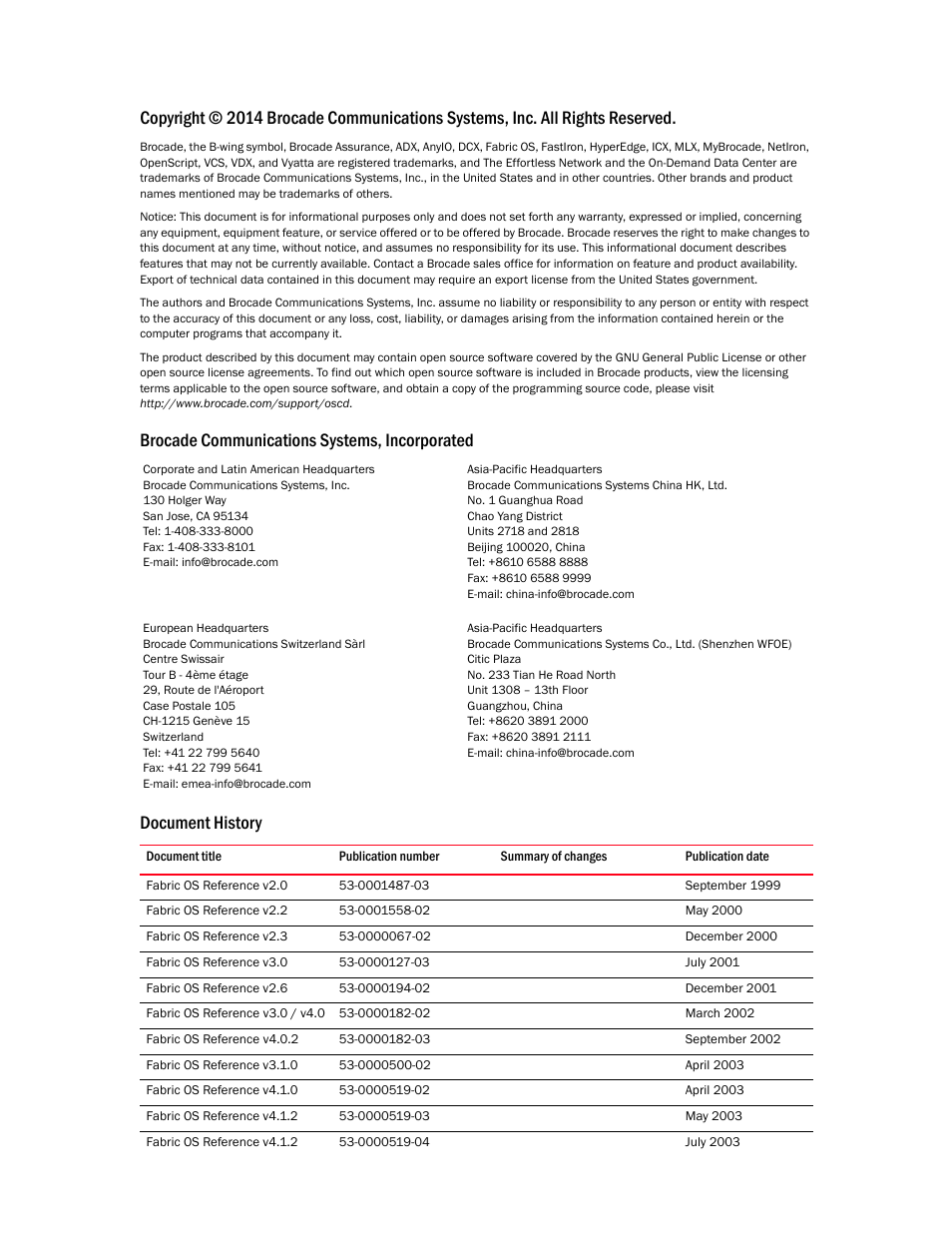 Brocade Fabric OS Command Reference (Supporting Fabric OS v7.3.0) User Manual | Page 2 / 1274