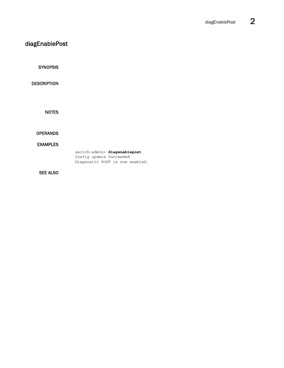 Diagenablepost | Brocade Fabric OS Command Reference (Supporting Fabric OS v7.3.0) User Manual | Page 271 / 1274