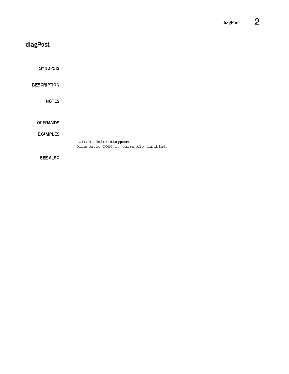 Diagpost | Brocade Fabric OS Command Reference (Supporting Fabric OS v7.3.0) User Manual | Page 273 / 1274
