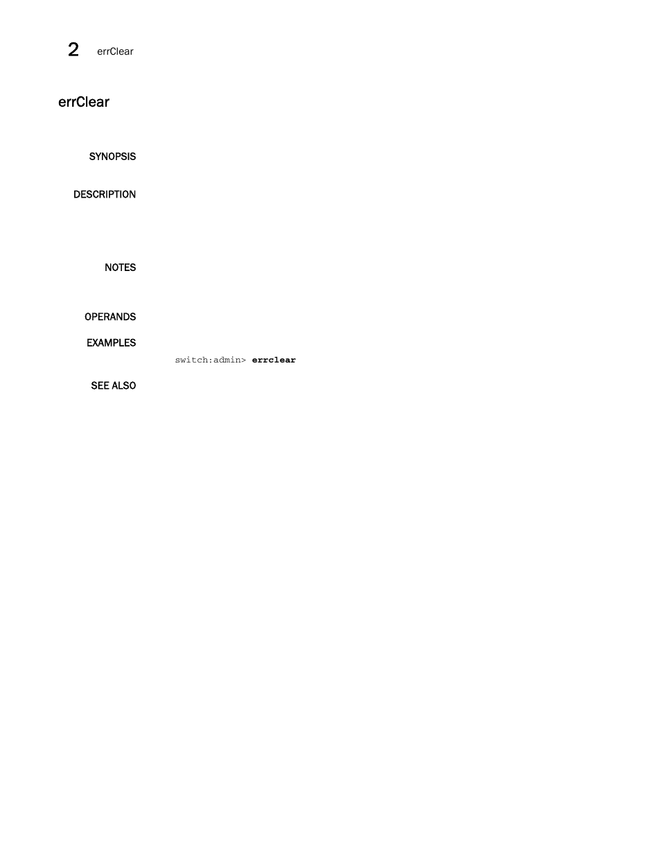 Errclear | Brocade Fabric OS Command Reference (Supporting Fabric OS v7.3.0) User Manual | Page 288 / 1274