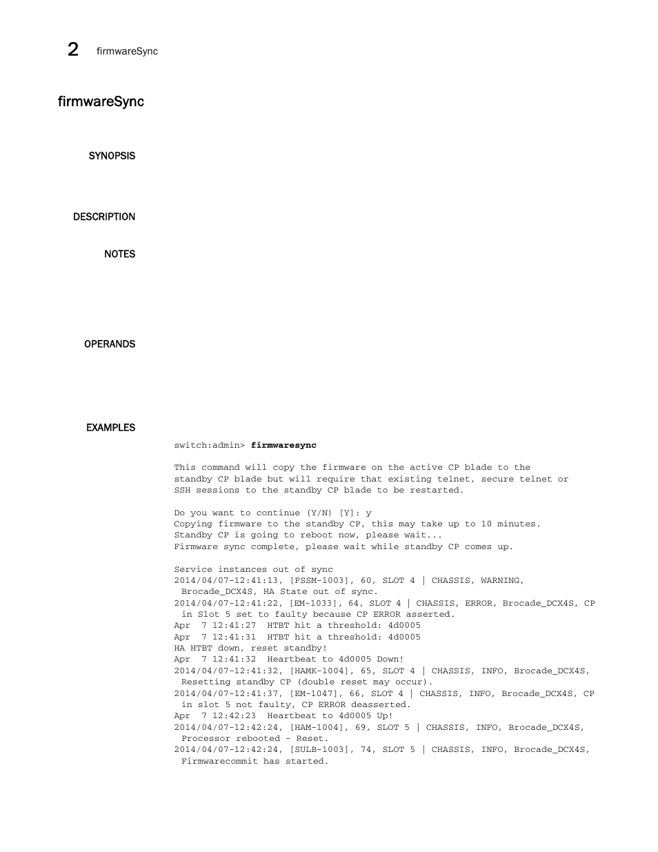 Firmwaresync | Brocade Fabric OS Command Reference (Supporting Fabric OS v7.3.0) User Manual | Page 436 / 1274