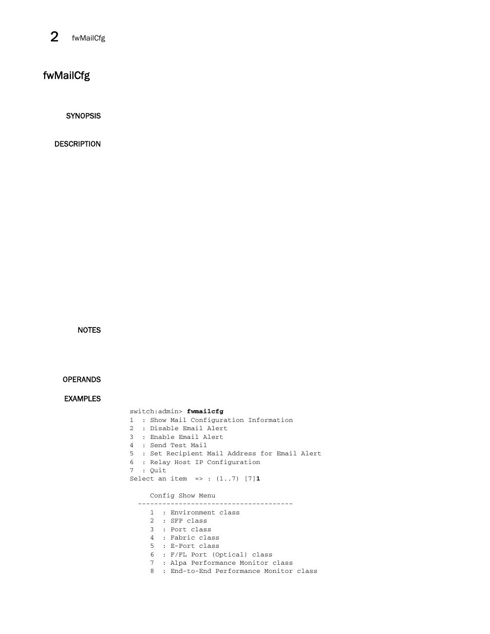 Fwmailcfg | Brocade Fabric OS Command Reference (Supporting Fabric OS v7.3.0) User Manual | Page 482 / 1274