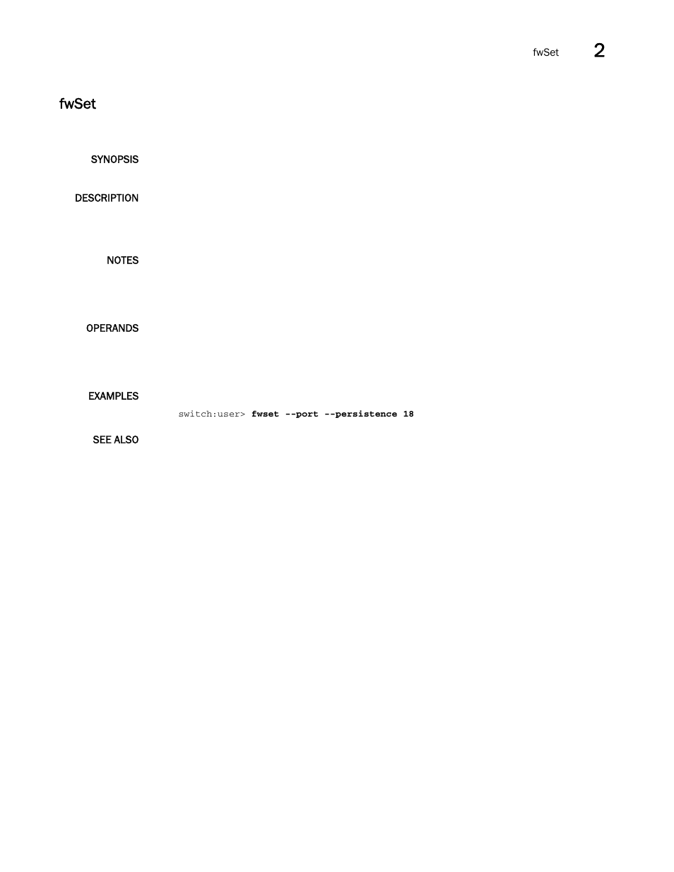 Fwset | Brocade Fabric OS Command Reference (Supporting Fabric OS v7.3.0) User Manual | Page 489 / 1274