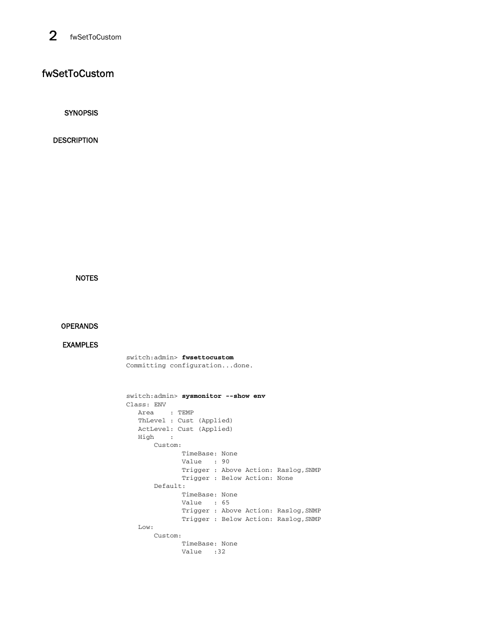 Fwsettocustom | Brocade Fabric OS Command Reference (Supporting Fabric OS v7.3.0) User Manual | Page 490 / 1274