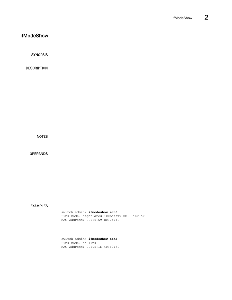Ifmodeshow | Brocade Fabric OS Command Reference (Supporting Fabric OS v7.3.0) User Manual | Page 519 / 1274