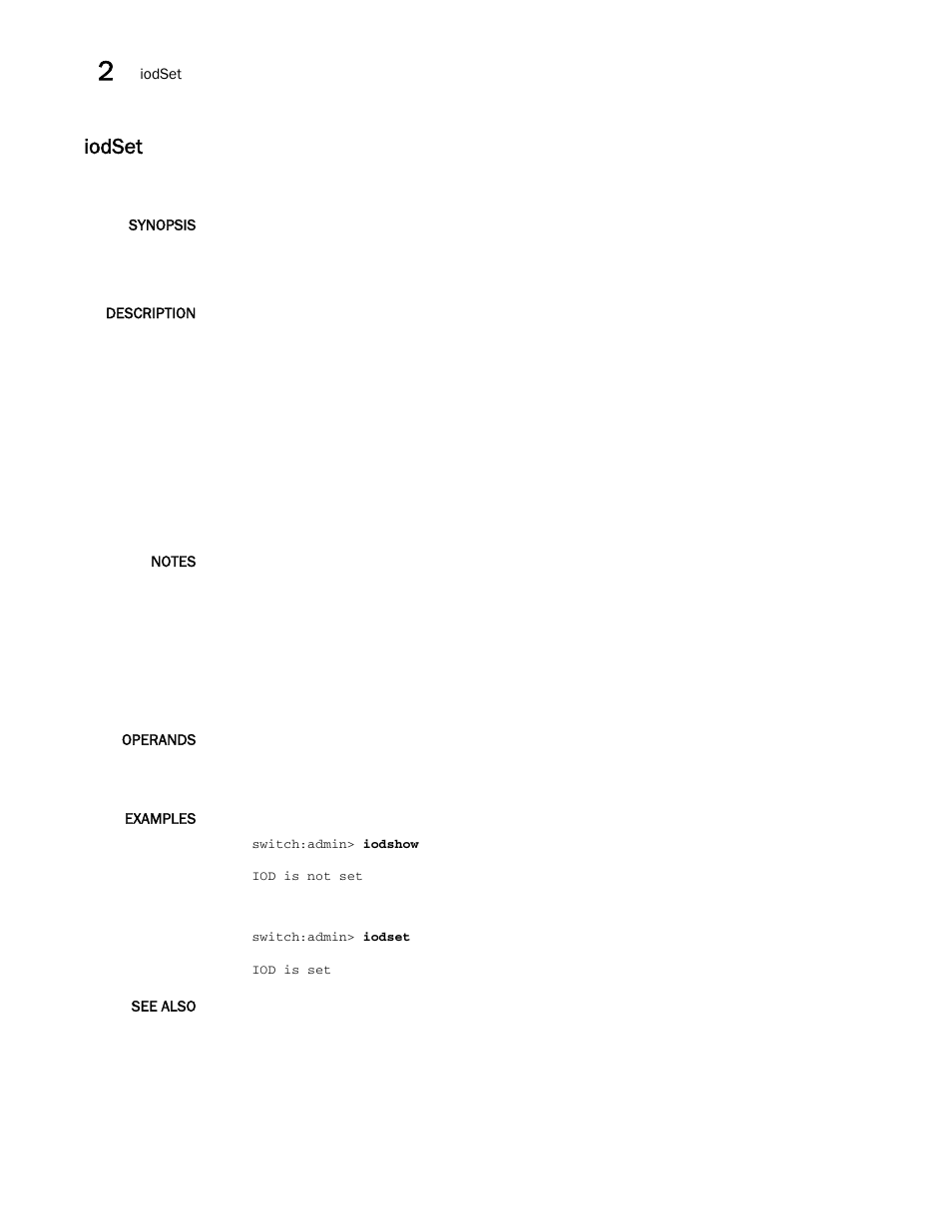 Iodset | Brocade Fabric OS Command Reference (Supporting Fabric OS v7.3.0) User Manual | Page 530 / 1274