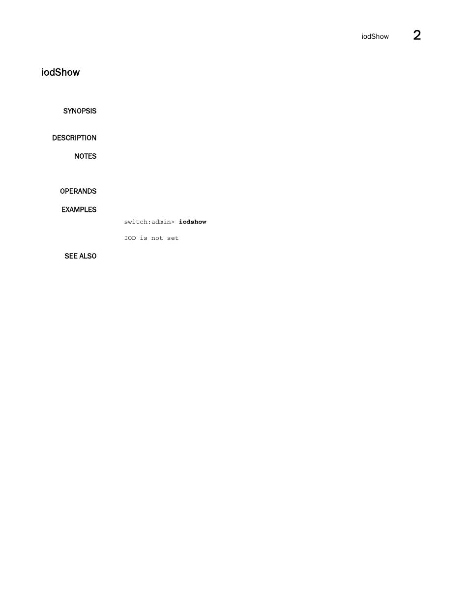 Iodshow | Brocade Fabric OS Command Reference (Supporting Fabric OS v7.3.0) User Manual | Page 531 / 1274