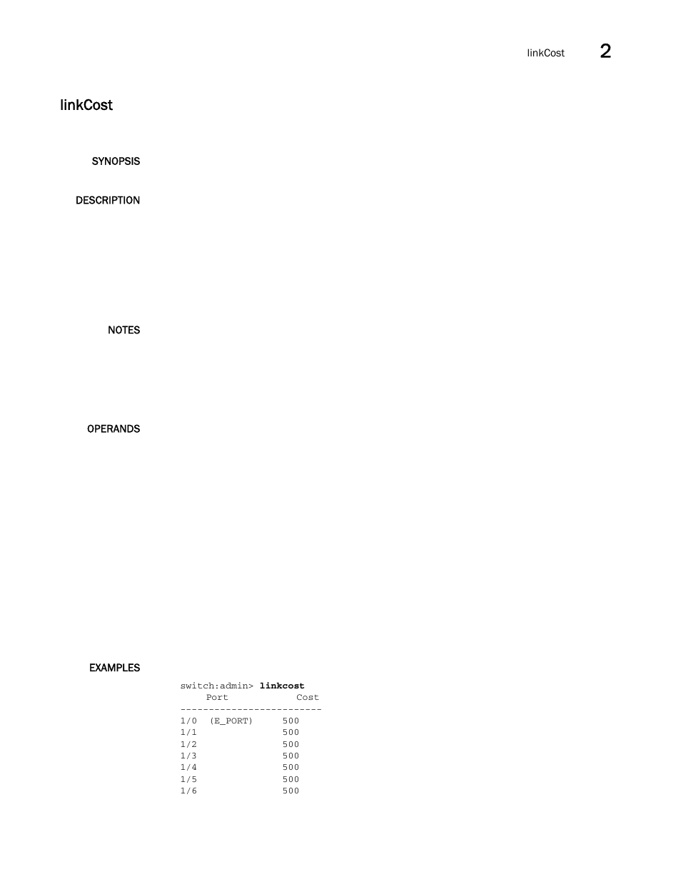 Linkcost | Brocade Fabric OS Command Reference (Supporting Fabric OS v7.3.0) User Manual | Page 587 / 1274