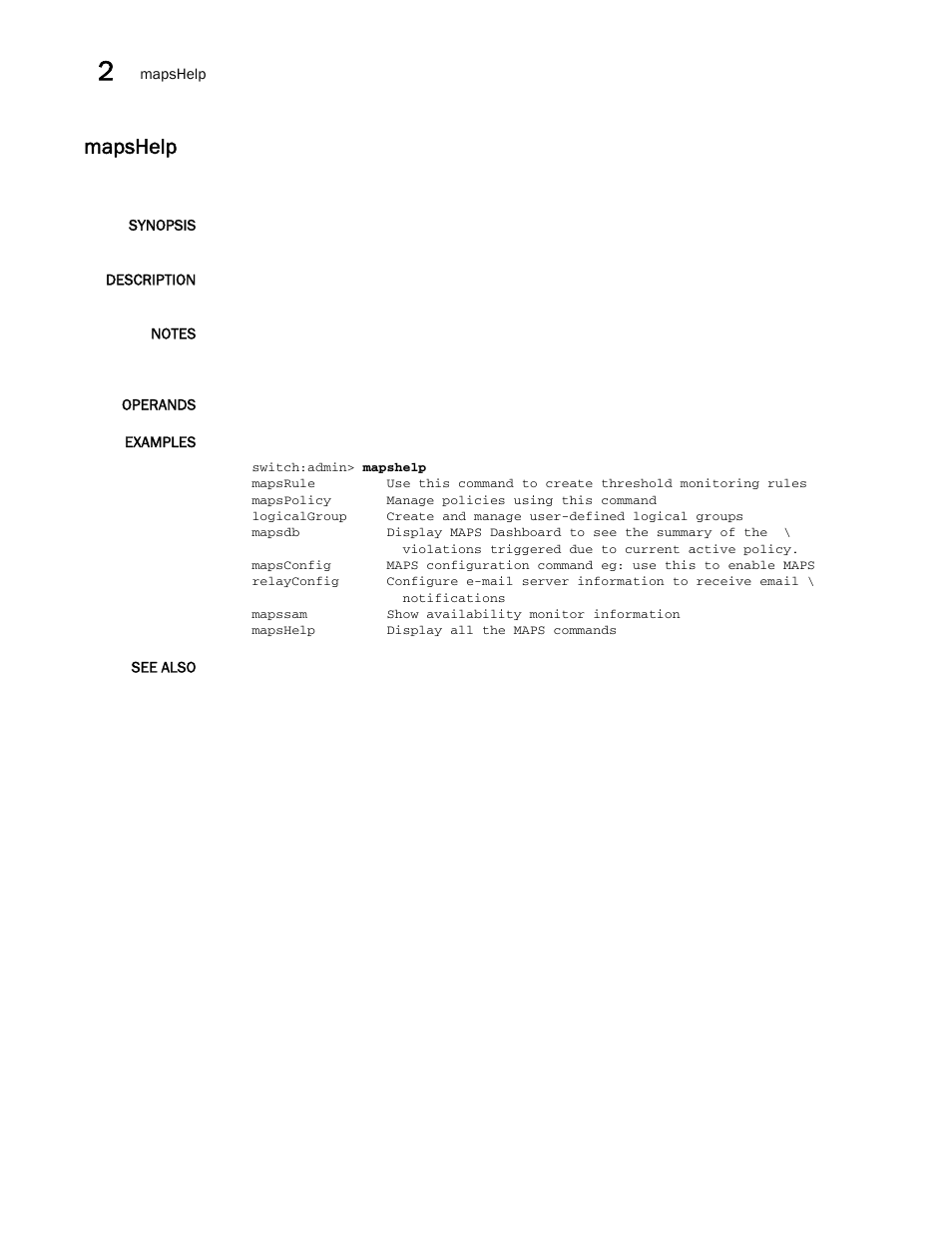 Mapshelp | Brocade Fabric OS Command Reference (Supporting Fabric OS v7.3.0) User Manual | Page 616 / 1274