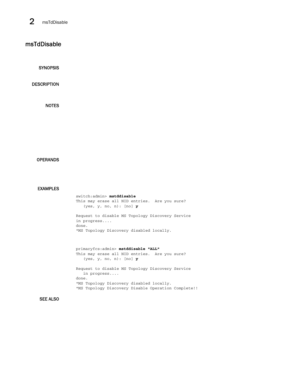Mstddisable | Brocade Fabric OS Command Reference (Supporting Fabric OS v7.3.0) User Manual | Page 640 / 1274