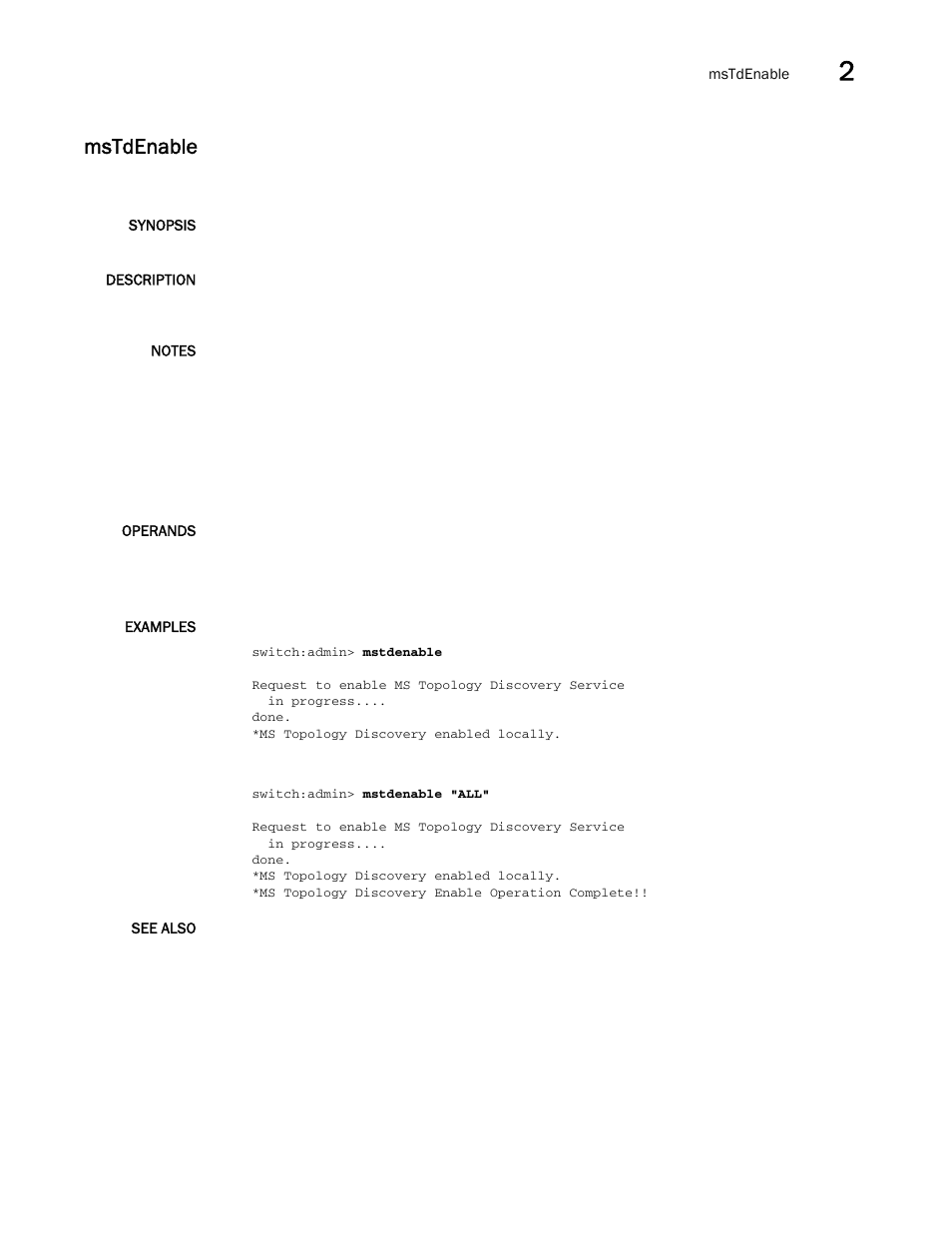 Mstdenable | Brocade Fabric OS Command Reference (Supporting Fabric OS v7.3.0) User Manual | Page 641 / 1274