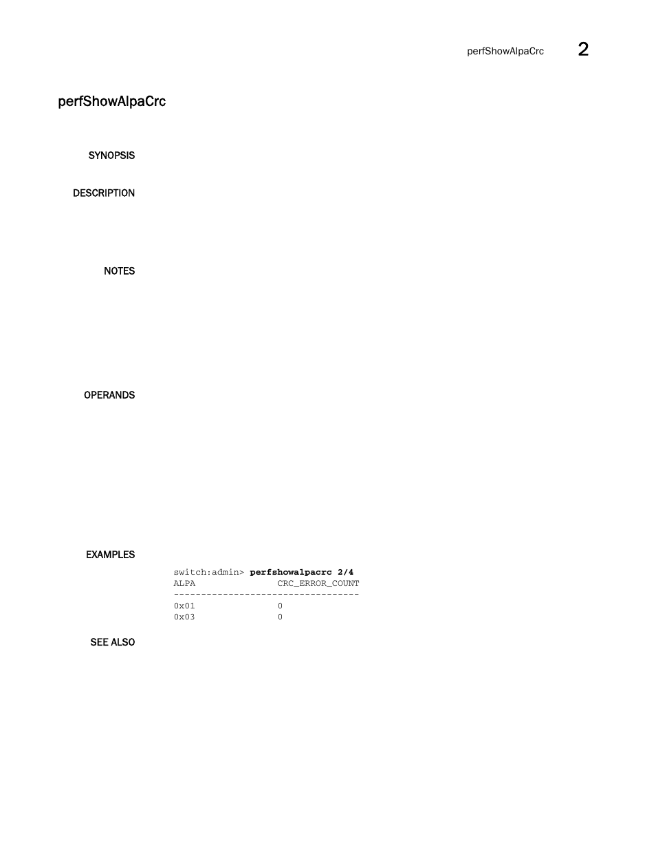 Perfshowalpacrc | Brocade Fabric OS Command Reference (Supporting Fabric OS v7.3.0) User Manual | Page 707 / 1274