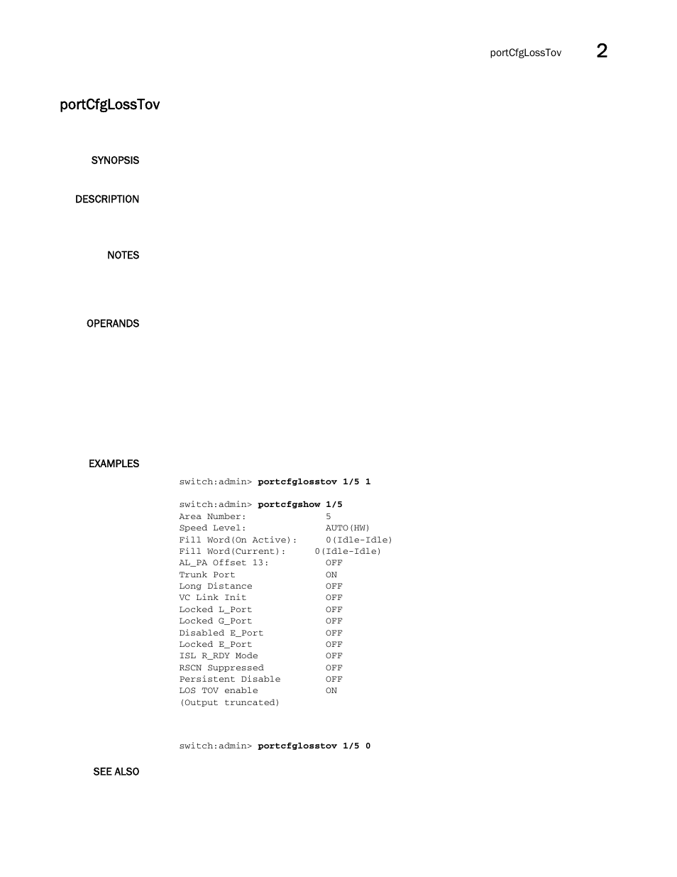 Portcfglosstov | Brocade Fabric OS Command Reference (Supporting Fabric OS v7.3.0) User Manual | Page 797 / 1274