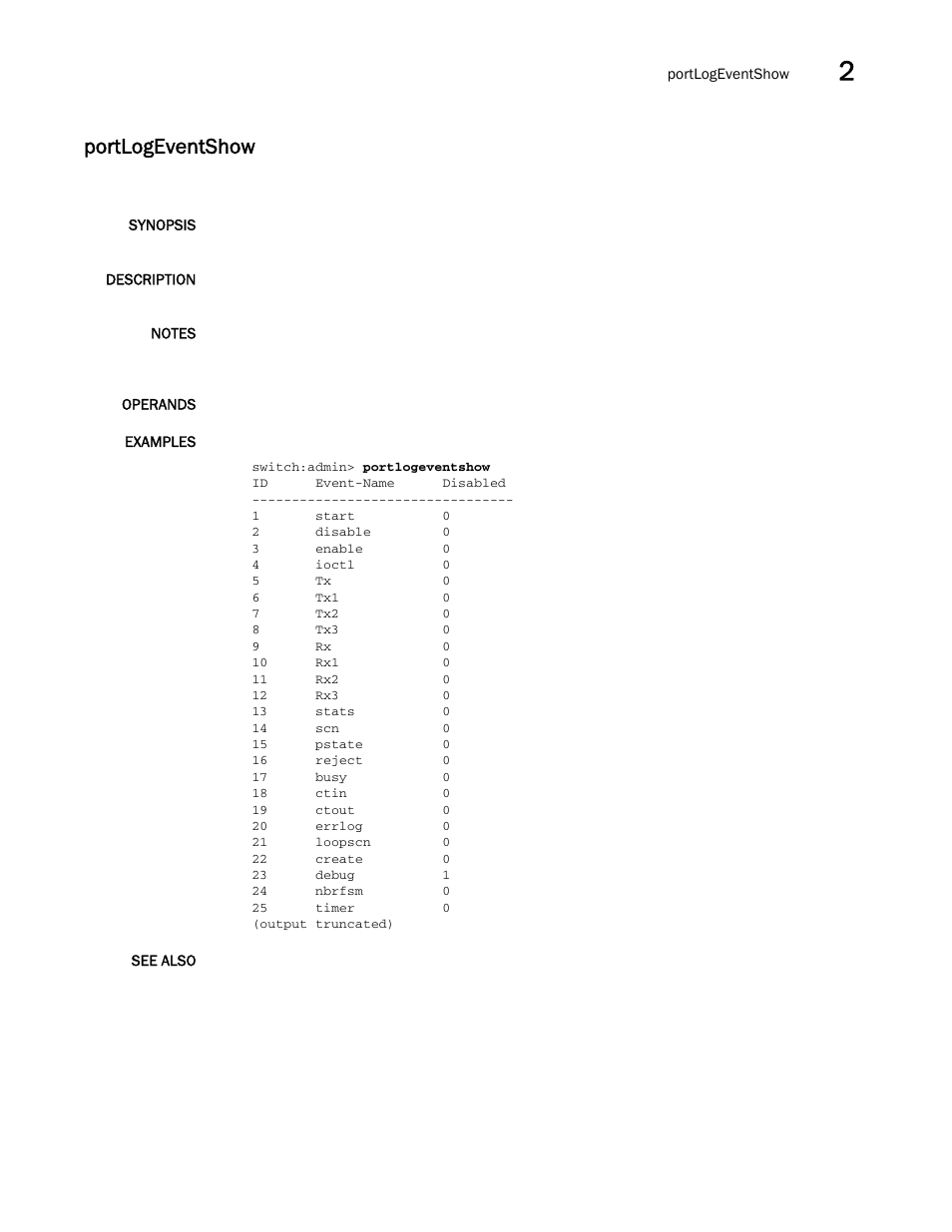 Portlogeventshow | Brocade Fabric OS Command Reference (Supporting Fabric OS v7.3.0) User Manual | Page 879 / 1274