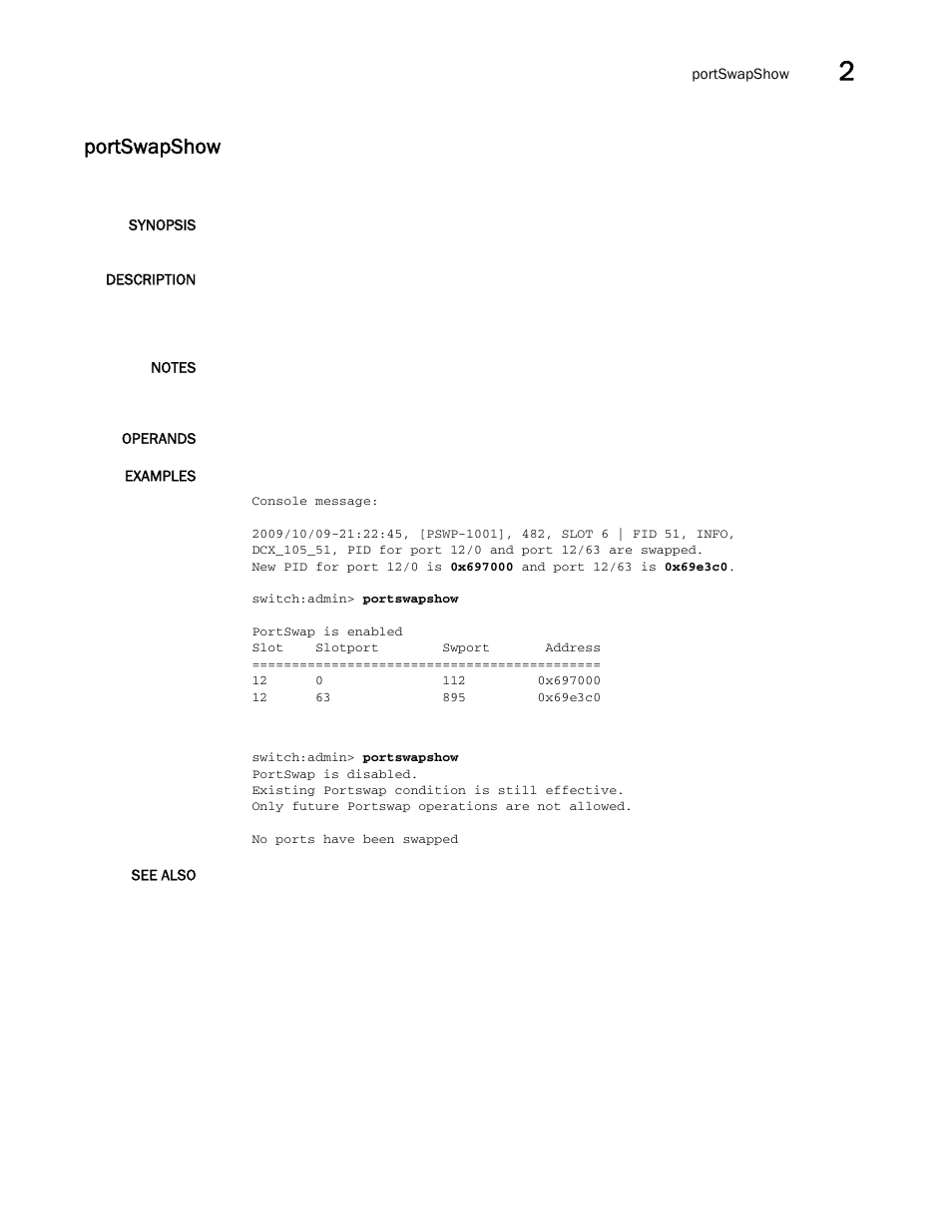 Portswapshow | Brocade Fabric OS Command Reference (Supporting Fabric OS v7.3.0) User Manual | Page 983 / 1274