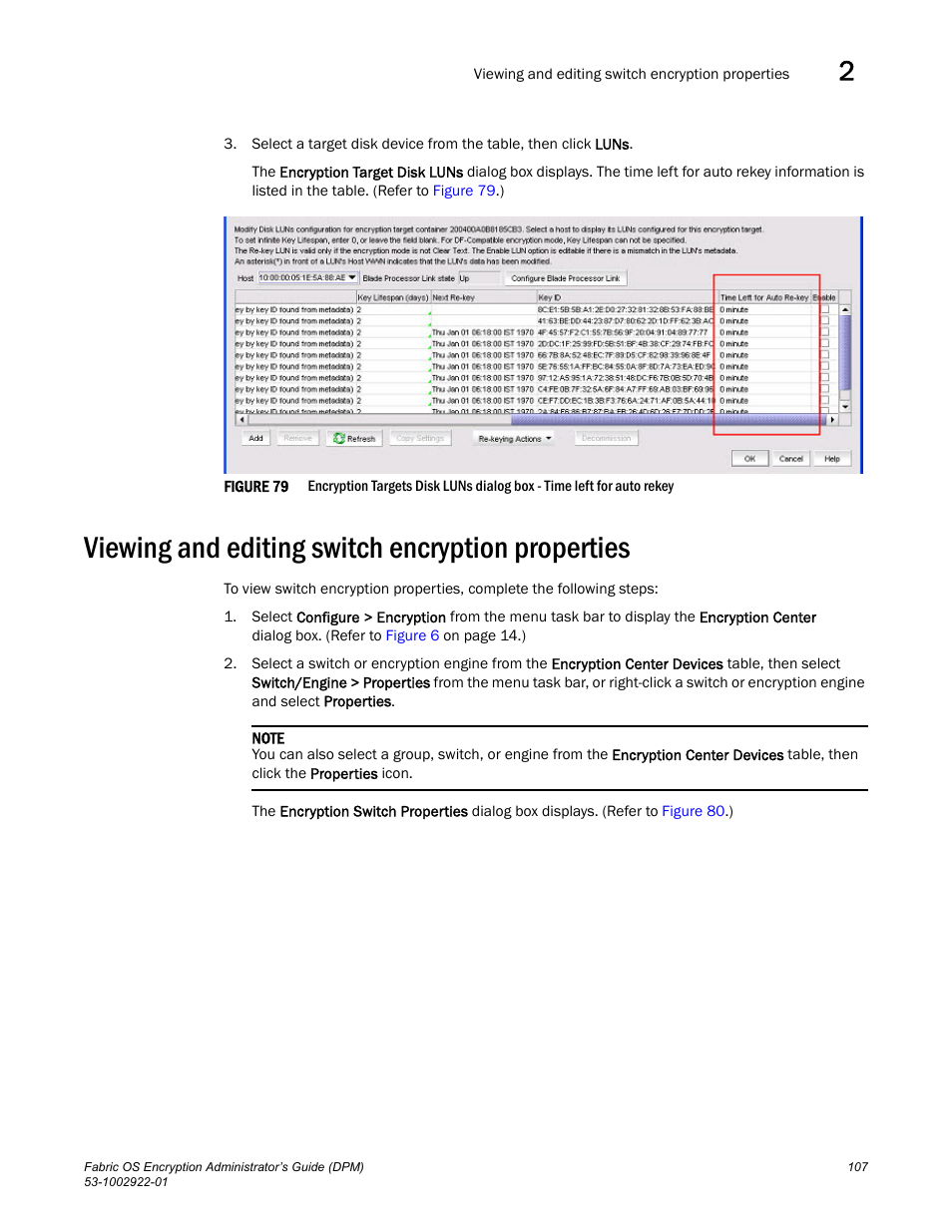 Viewing and editing switch encryption properties | Brocade Fabric OS Encryption Administrator’s Guide Supporting RSA Data Protection Manager (DPM) Environments (Supporting Fabric OS v7.2.0) User Manual | Page 127 / 332