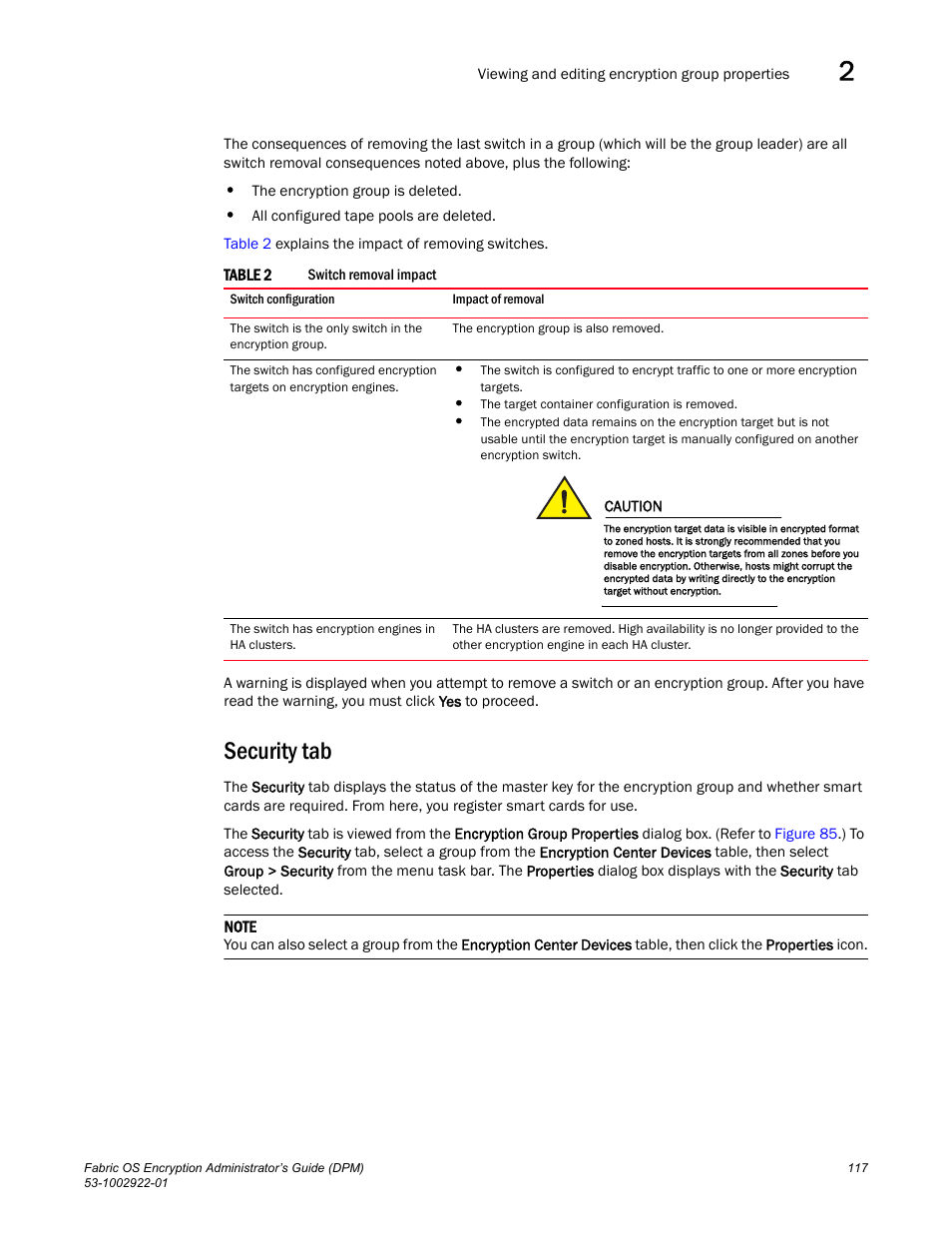 Security tab | Brocade Fabric OS Encryption Administrator’s Guide Supporting RSA Data Protection Manager (DPM) Environments (Supporting Fabric OS v7.2.0) User Manual | Page 137 / 332
