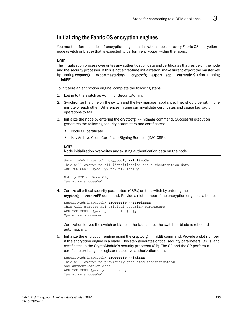 Initializing the fabric os encryption engines | Brocade Fabric OS Encryption Administrator’s Guide Supporting RSA Data Protection Manager (DPM) Environments (Supporting Fabric OS v7.2.0) User Manual | Page 155 / 332