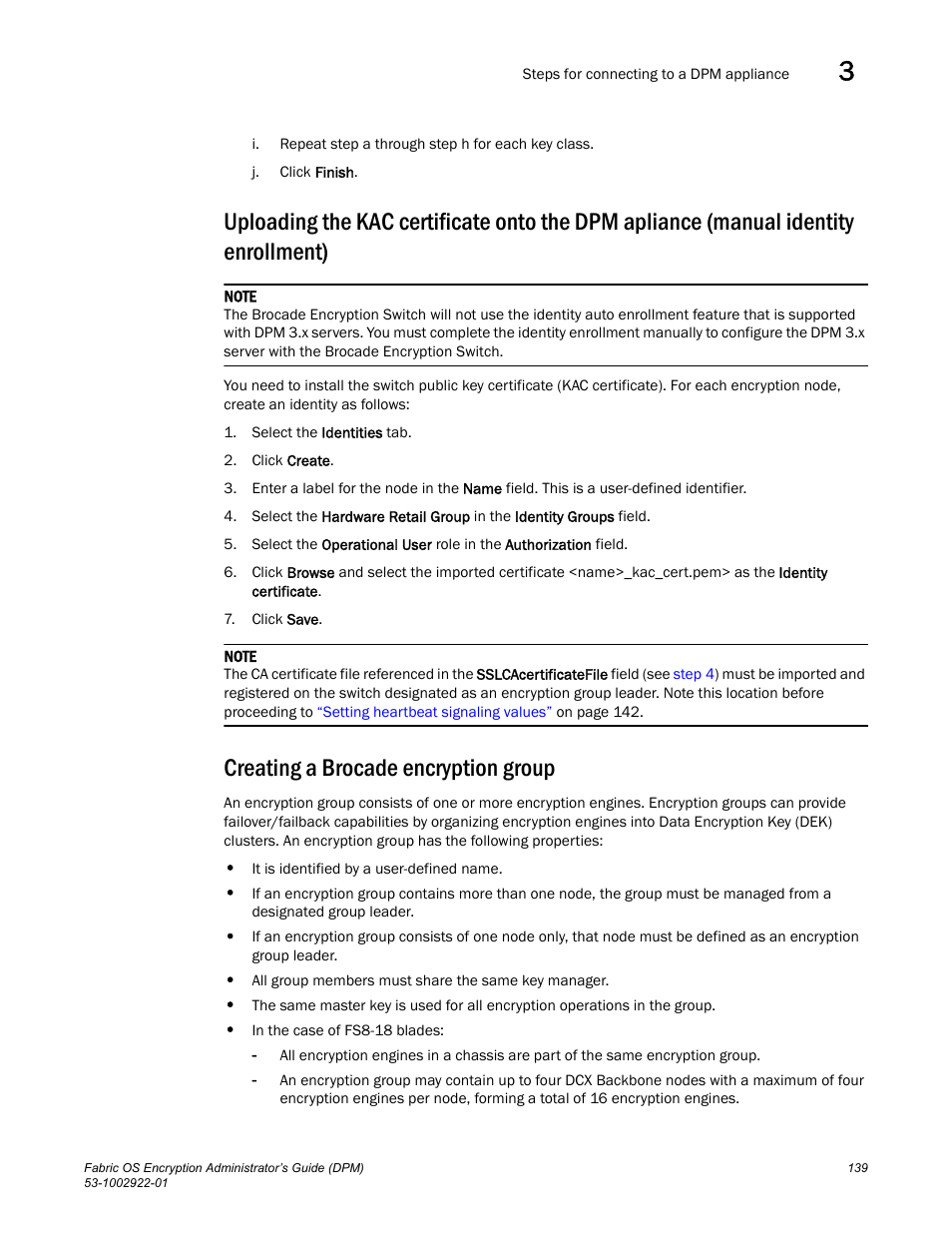 Creating a brocade encryption group | Brocade Fabric OS Encryption Administrator’s Guide Supporting RSA Data Protection Manager (DPM) Environments (Supporting Fabric OS v7.2.0) User Manual | Page 159 / 332