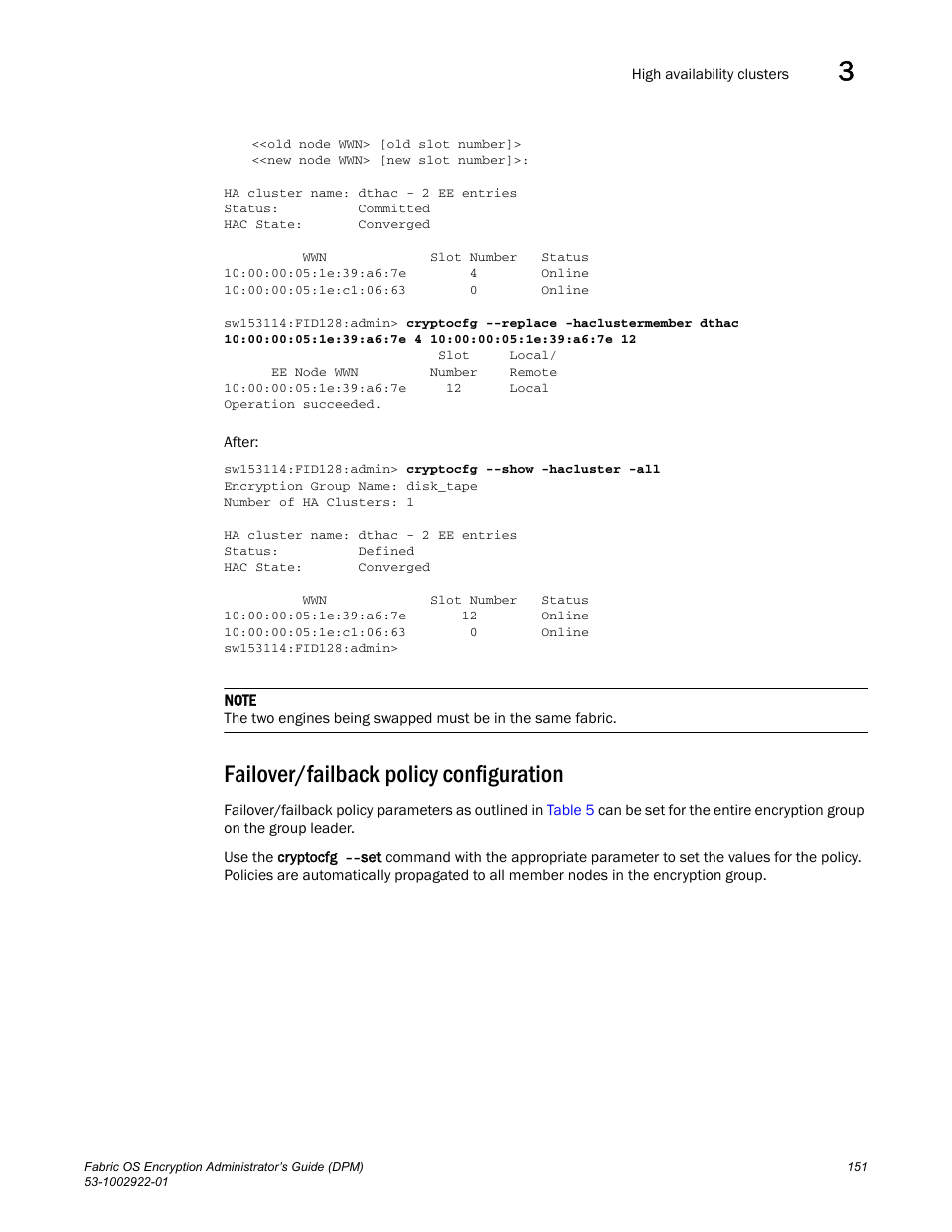Failover/failback policy configuration | Brocade Fabric OS Encryption Administrator’s Guide Supporting RSA Data Protection Manager (DPM) Environments (Supporting Fabric OS v7.2.0) User Manual | Page 171 / 332