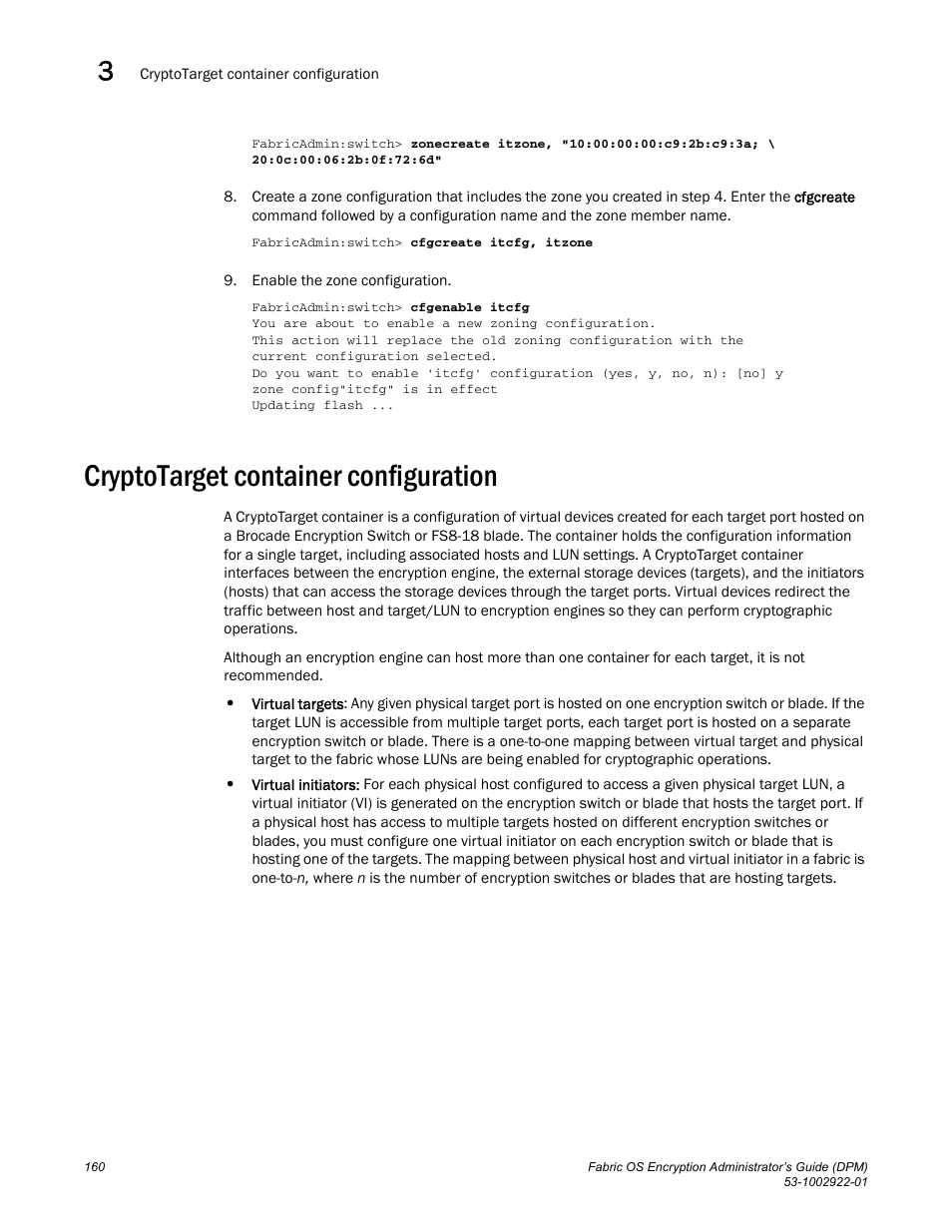 Cryptotarget container configuration | Brocade Fabric OS Encryption Administrator’s Guide Supporting RSA Data Protection Manager (DPM) Environments (Supporting Fabric OS v7.2.0) User Manual | Page 180 / 332