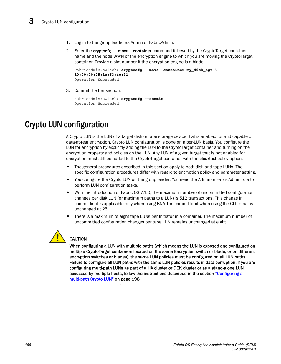 Crypto lun configuration | Brocade Fabric OS Encryption Administrator’s Guide Supporting RSA Data Protection Manager (DPM) Environments (Supporting Fabric OS v7.2.0) User Manual | Page 186 / 332