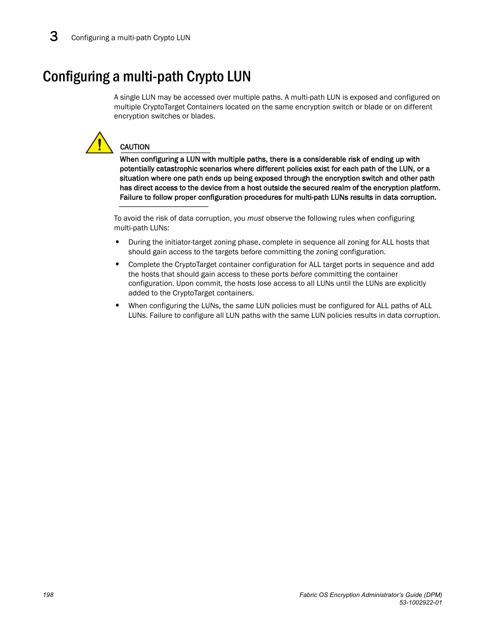 Configuring a multi-path crypto lun, The section | Brocade Fabric OS Encryption Administrator’s Guide Supporting RSA Data Protection Manager (DPM) Environments (Supporting Fabric OS v7.2.0) User Manual | Page 218 / 332