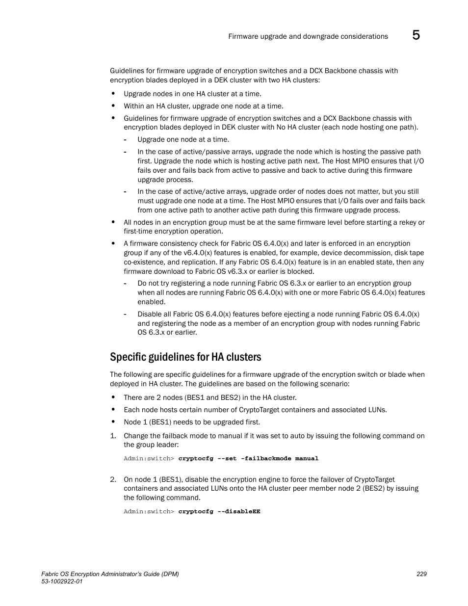 Specific guidelines for ha clusters | Brocade Fabric OS Encryption Administrator’s Guide Supporting RSA Data Protection Manager (DPM) Environments (Supporting Fabric OS v7.2.0) User Manual | Page 249 / 332