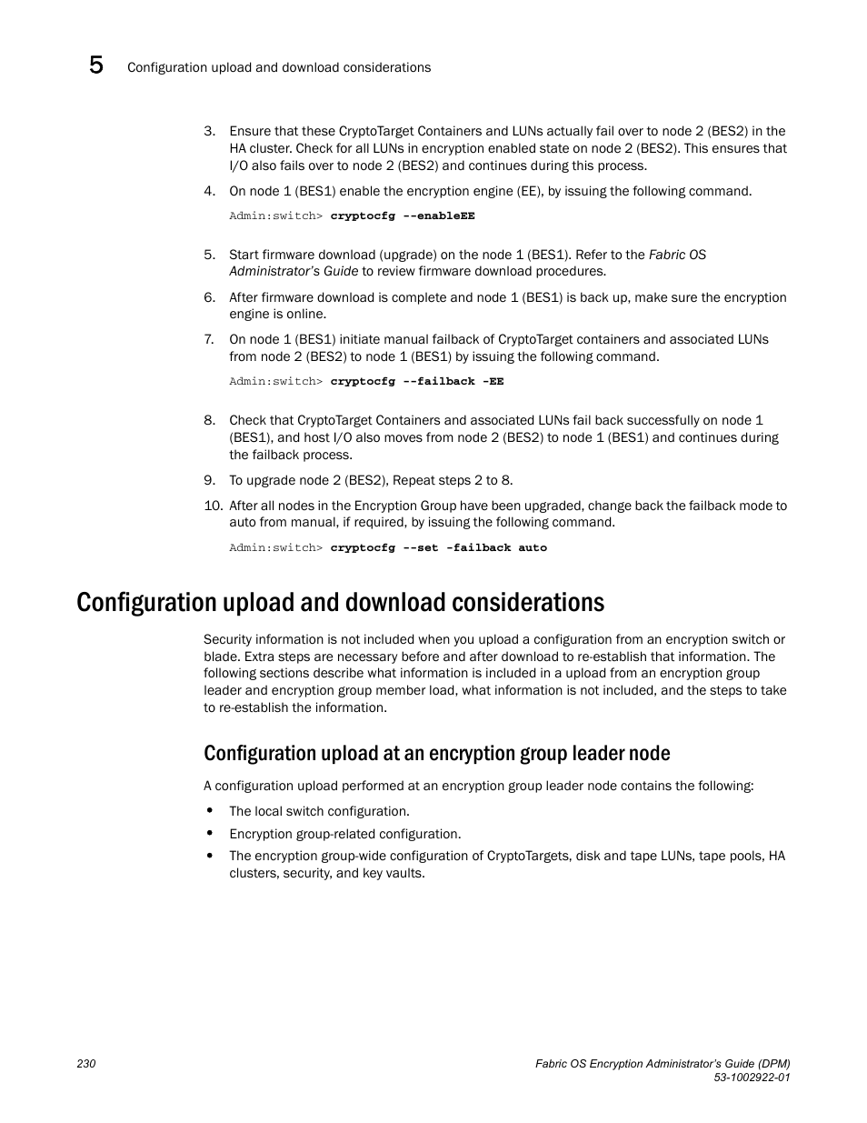Configuration upload and download considerations | Brocade Fabric OS Encryption Administrator’s Guide Supporting RSA Data Protection Manager (DPM) Environments (Supporting Fabric OS v7.2.0) User Manual | Page 250 / 332
