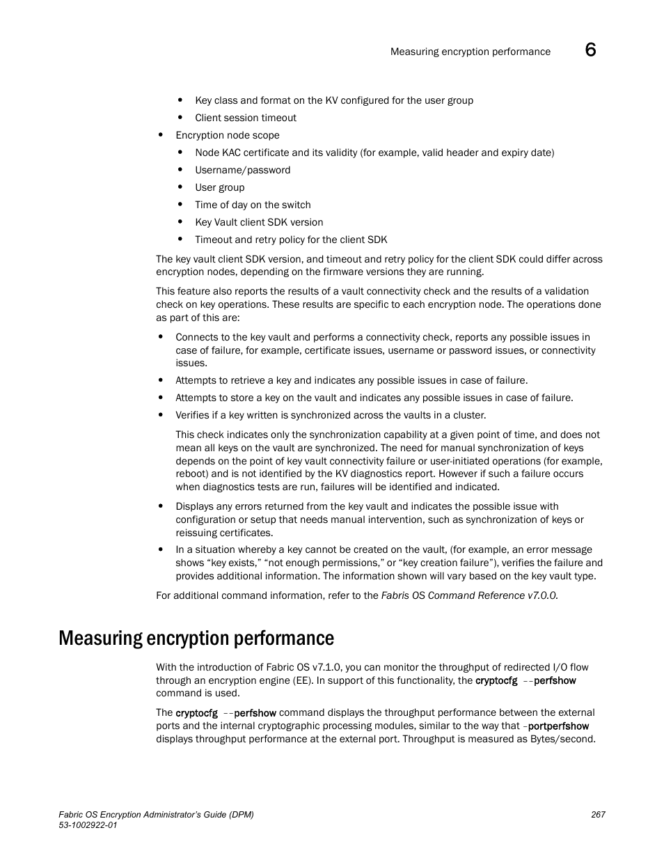Measuring encryption performance | Brocade Fabric OS Encryption Administrator’s Guide Supporting RSA Data Protection Manager (DPM) Environments (Supporting Fabric OS v7.2.0) User Manual | Page 287 / 332