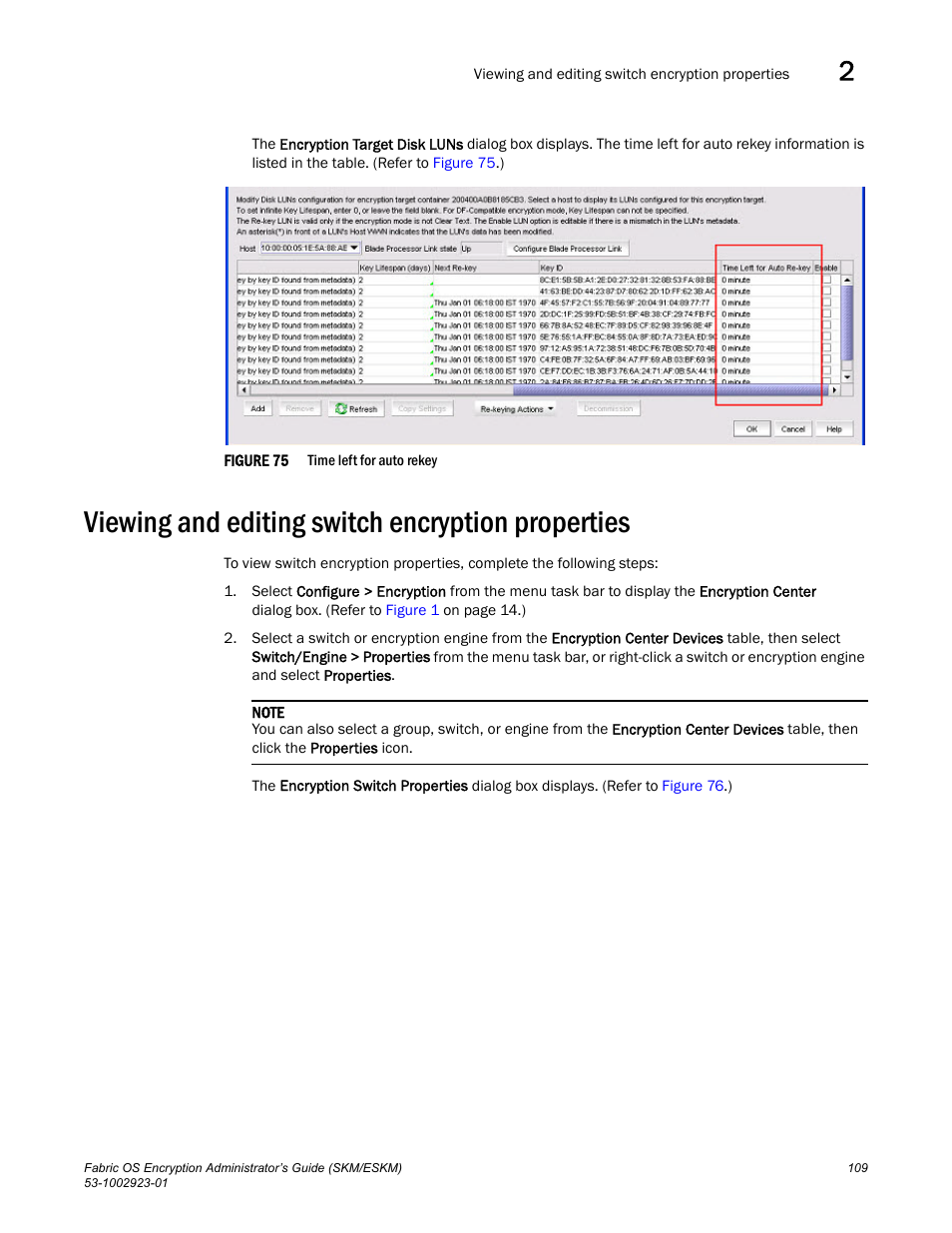 Viewing and editing switch encryption properties | Brocade Fabric OS Encryption Administrator’s Guide Supporting HP Secure Key Manager (SKM) and HP Enterprise Secure Key Manager (ESKM) Environments (Supporting Fabric OS v7.2.0) User Manual | Page 129 / 324