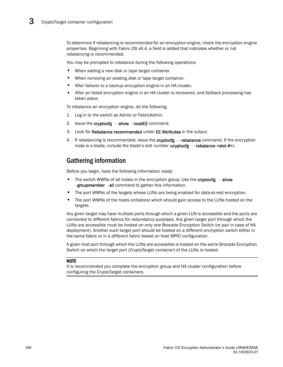 Gathering information | Brocade Fabric OS Encryption Administrator’s Guide Supporting HP Secure Key Manager (SKM) and HP Enterprise Secure Key Manager (ESKM) Environments (Supporting Fabric OS v7.2.0) User Manual | Page 188 / 324