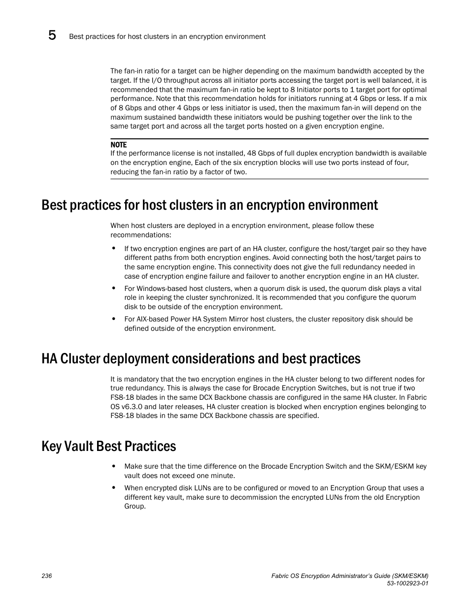 Key vault best practices | Brocade Fabric OS Encryption Administrator’s Guide Supporting HP Secure Key Manager (SKM) and HP Enterprise Secure Key Manager (ESKM) Environments (Supporting Fabric OS v7.2.0) User Manual | Page 256 / 324