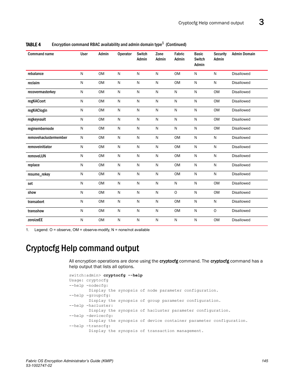Cryptocfg help command output | Brocade Fabric OS Encryption Administrator’s Guide Supporting Key Management Interoperability Protocol (KMIP) Key-Compliant Environments (Supporting Fabric OS v7.1.0) User Manual | Page 163 / 322
