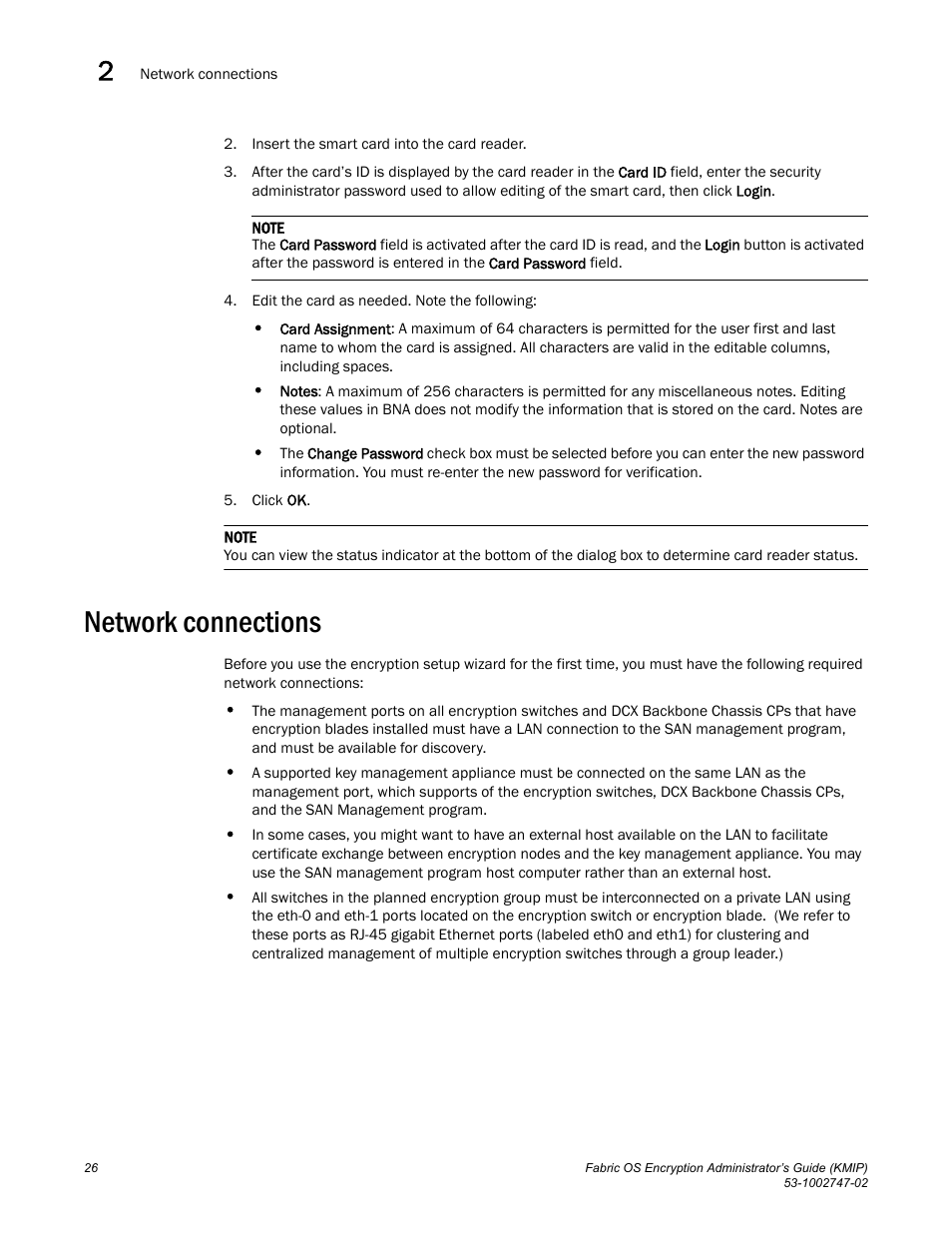 Network connections | Brocade Fabric OS Encryption Administrator’s Guide Supporting Key Management Interoperability Protocol (KMIP) Key-Compliant Environments (Supporting Fabric OS v7.1.0) User Manual | Page 44 / 322