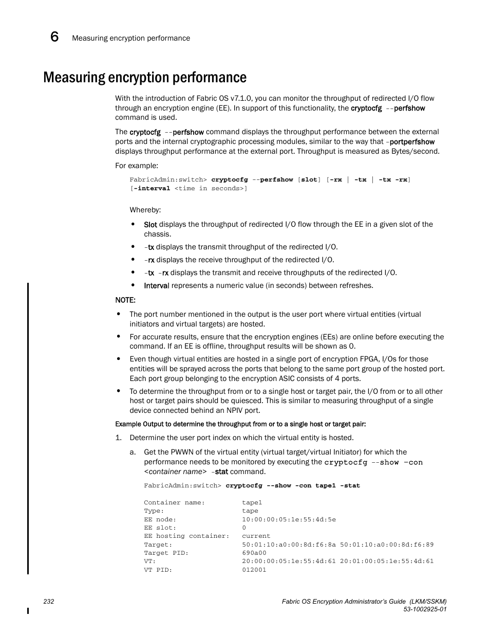 Measuring encryption performance | Brocade Fabric OS Encryption Administrator’s Guide Supporting NetApp Lifetime Key Manager (LKM) and KeySecure Storage Secure Key Manager (SSKM) Environments (Supporting Fabric OS v7.2.0) User Manual | Page 250 / 300