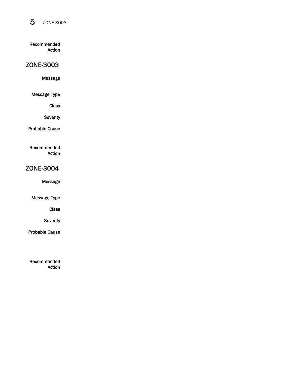 Zone-3003, Zone-3004 | Brocade Fabric OS Message Reference (Supporting Fabric OS v7.3.0) User Manual | Page 1000 / 1008