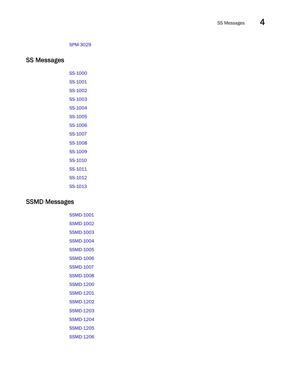 Ss messages, Ssmd messages | Brocade Fabric OS Message Reference (Supporting Fabric OS v7.3.0) User Manual | Page 143 / 1008