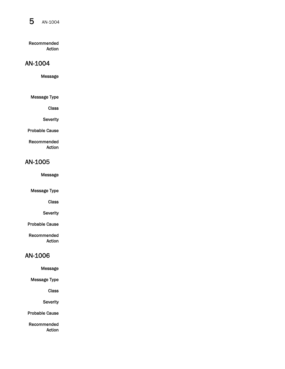 An-1004, An-1005, An-1006 | Brocade Fabric OS Message Reference (Supporting Fabric OS v7.3.0) User Manual | Page 170 / 1008