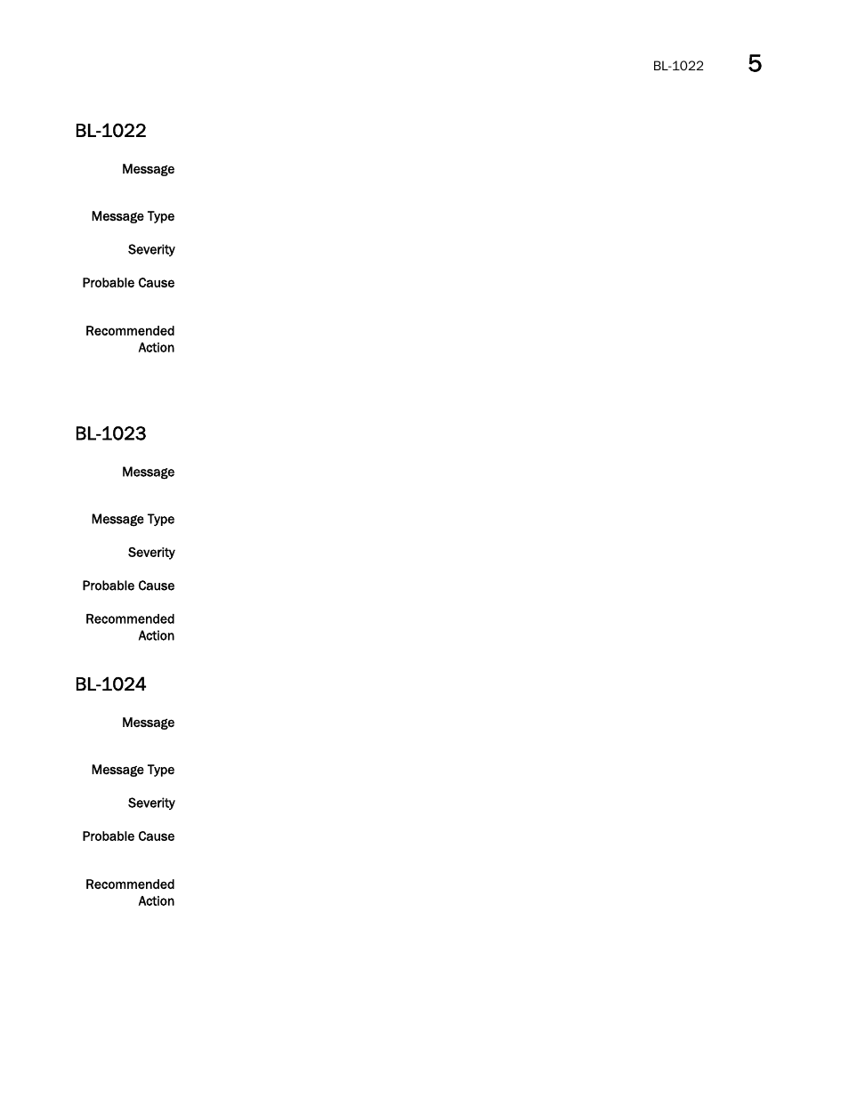 Bl-1022, Bl-1023, Bl-1024 | Brocade Fabric OS Message Reference (Supporting Fabric OS v7.3.0) User Manual | Page 207 / 1008