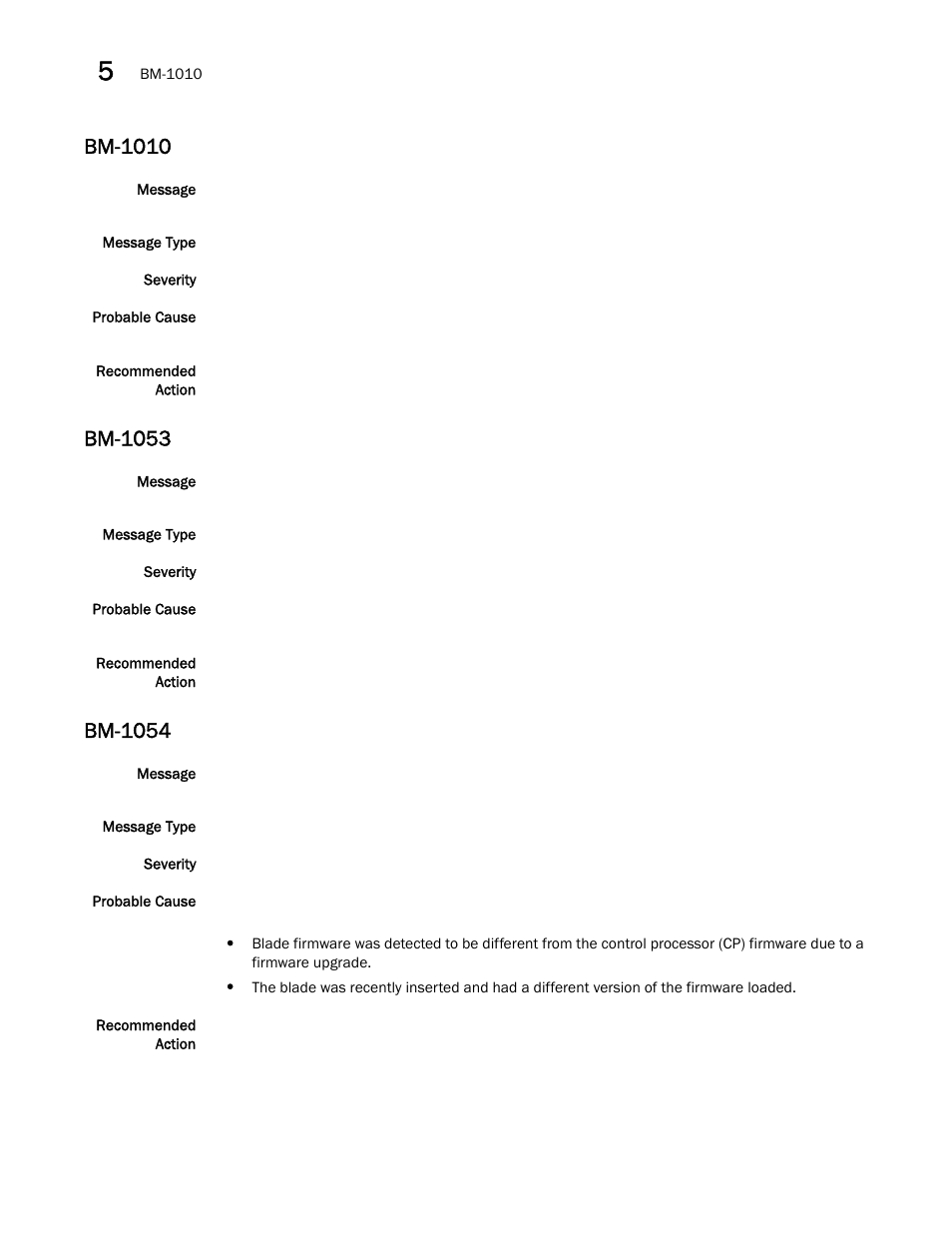 Bm-1010, Bm-1053, Bm-1054 | Brocade Fabric OS Message Reference (Supporting Fabric OS v7.3.0) User Manual | Page 224 / 1008