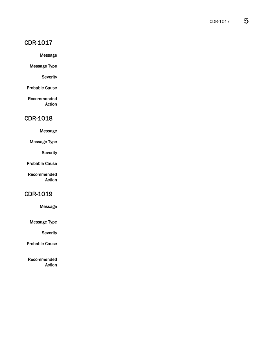 Cdr-1017, Cdr-1018, Cdr-1019 | Brocade Fabric OS Message Reference (Supporting Fabric OS v7.3.0) User Manual | Page 255 / 1008