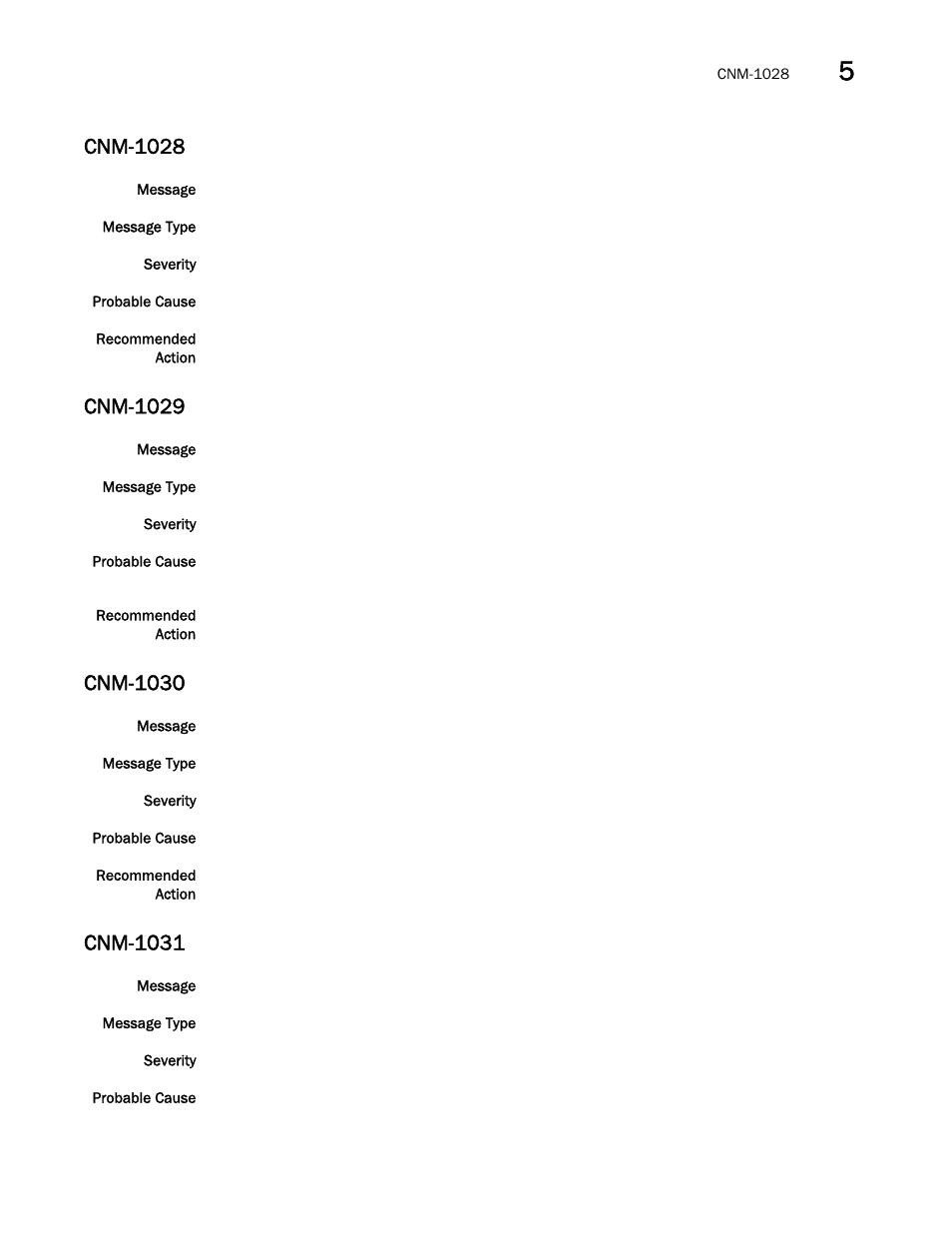 Cnm-1028, Cnm-1029, Cnm-1030 | Cnm-1031 | Brocade Fabric OS Message Reference (Supporting Fabric OS v7.3.0) User Manual | Page 267 / 1008