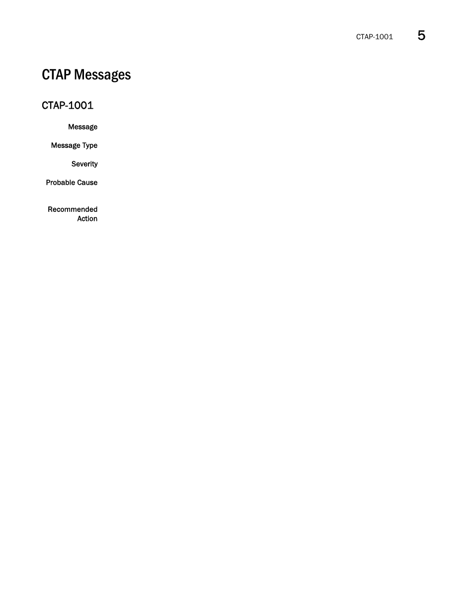 Ctap messages, Ctap-1001 | Brocade Fabric OS Message Reference (Supporting Fabric OS v7.3.0) User Manual | Page 287 / 1008