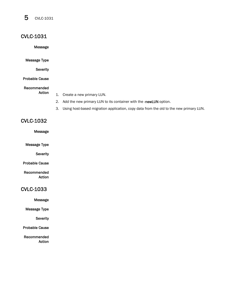 Cvlc-1031, Cvlc-1032, Cvlc-1033 | Brocade Fabric OS Message Reference (Supporting Fabric OS v7.3.0) User Manual | Page 298 / 1008