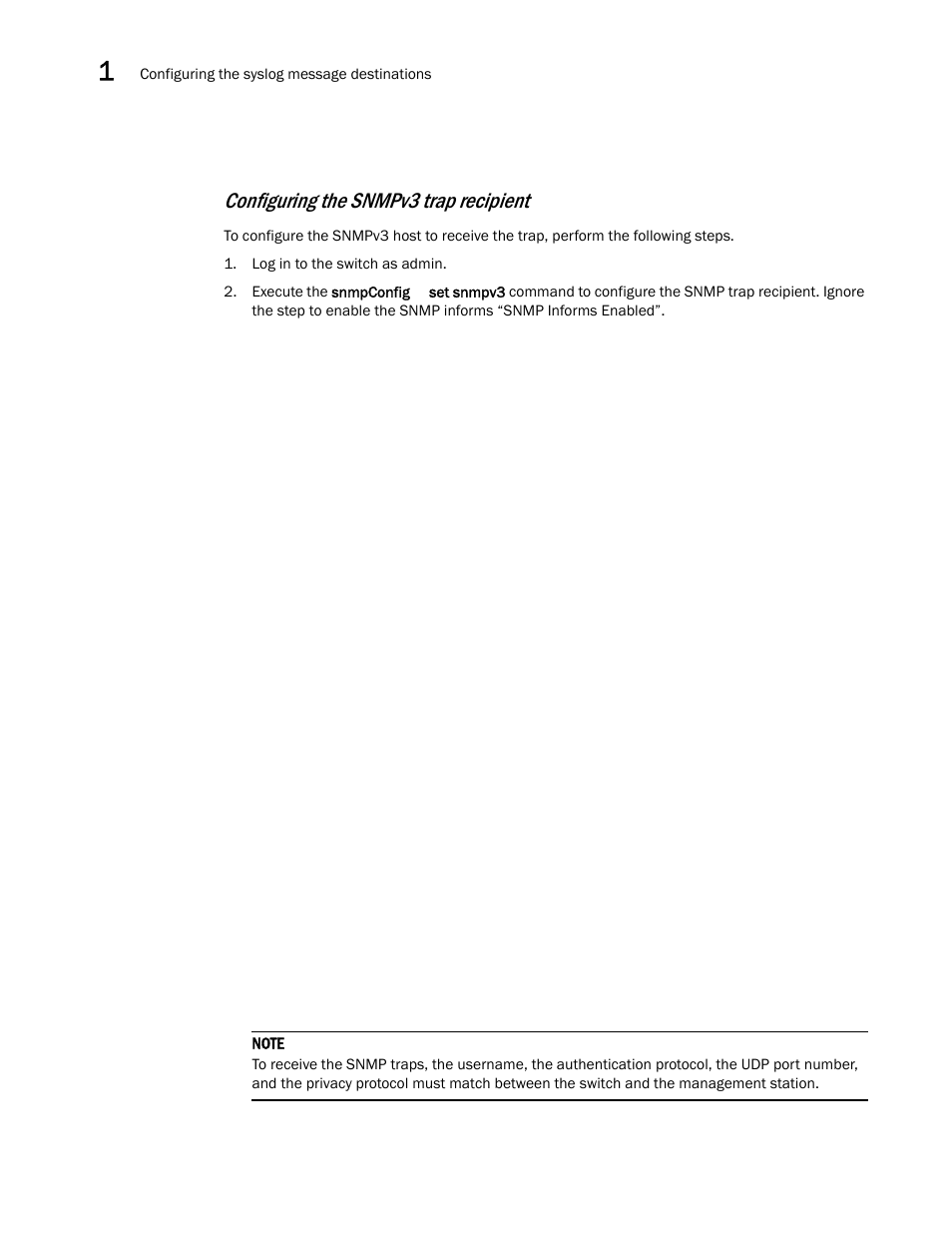 Configuring the snmpv3 trap recipient | Brocade Fabric OS Message Reference (Supporting Fabric OS v7.3.0) User Manual | Page 30 / 1008