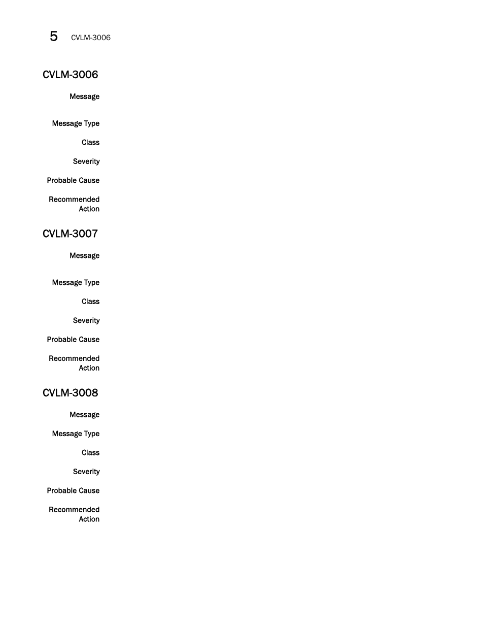 Cvlm-3006, Cvlm-3007, Cvlm-3008 | Brocade Fabric OS Message Reference (Supporting Fabric OS v7.3.0) User Manual | Page 308 / 1008
